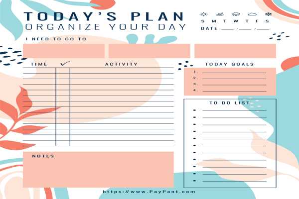 Daily planner sheet to manage your day