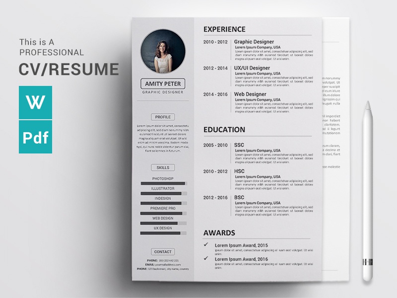 CV/Resume Concept Design || CV/Resume Word Docx Download by Anjan Rhudra Paul ✪ on Dribbble