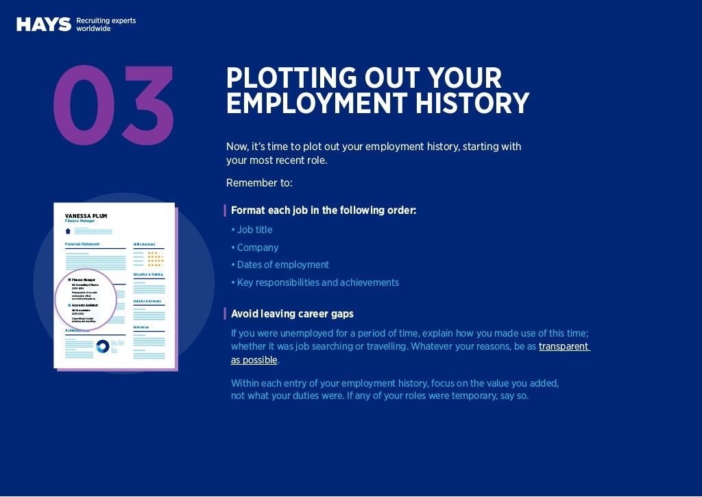 PLOTTING OUT YOUR EMPLOYMENT HISTORY