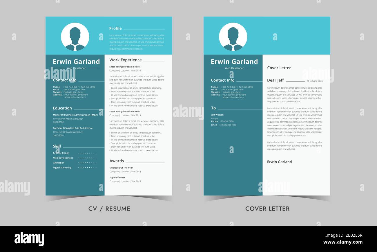 Resume and Cover Letter, Minimalist resume cv template, Cv professional jobs resumes Stock Vector Image &amp; Art - Alamy