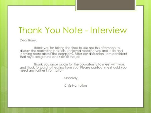 Interview thank you note sample  www.paypant.com