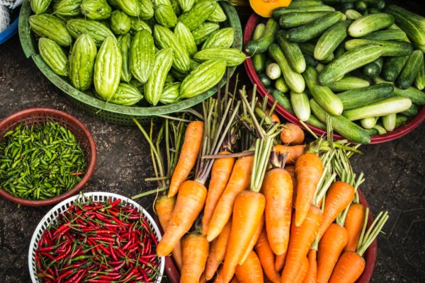 Fresh vegetables displayed on a table