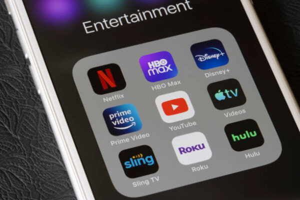 Entertainment streaming apps on display