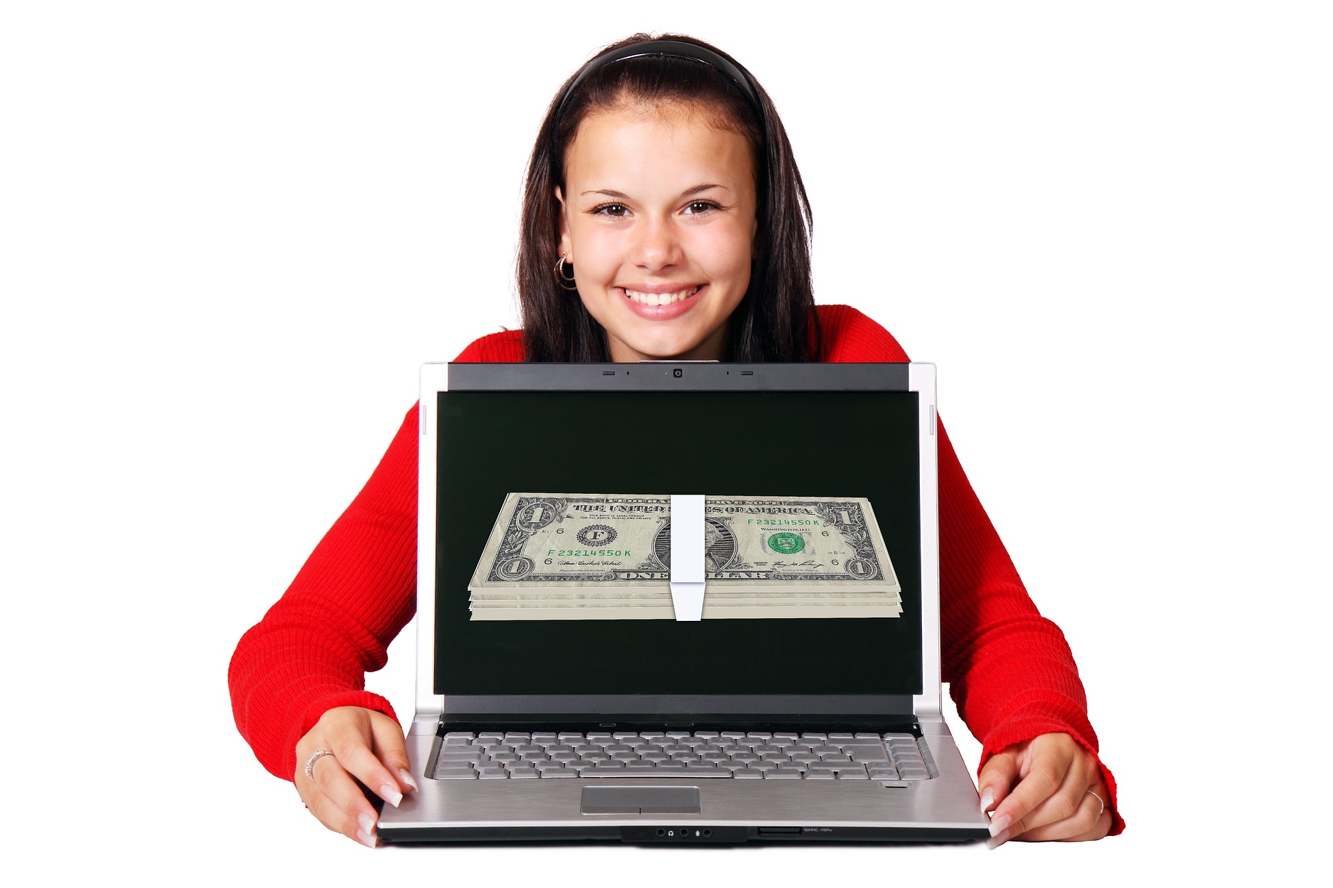 Money showing on a Laptop