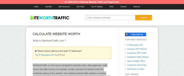 SiteWorthTraffic Traffic Tracker   www.paypant.com