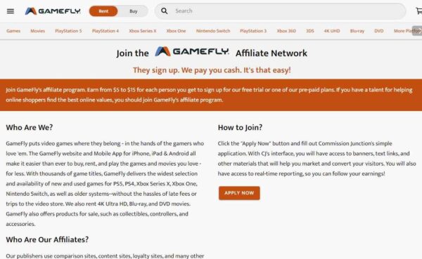 Gamefly Affiliate program www.paypant.com