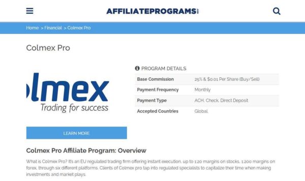 Colmex Pro Affiliate program www.paypant.com